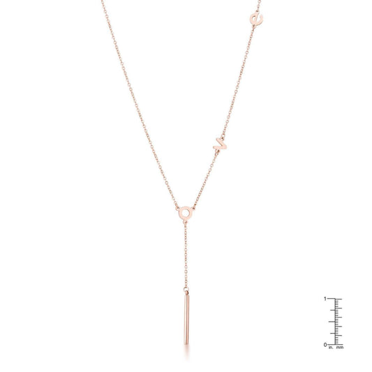 Stainless Steel Rose Goldtone LOVE Necklace freeshipping - Higher Class Elegance
