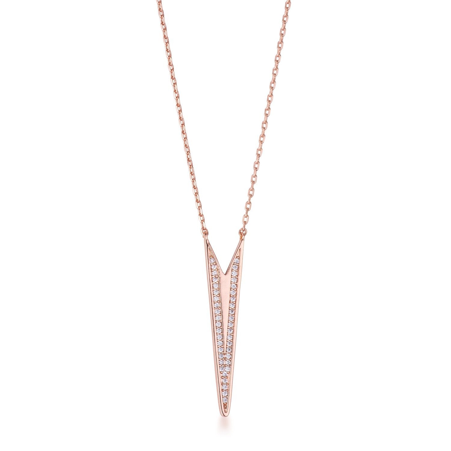 .2Ct Rose Gold Plated CZ Embedded Elongated Arrow Necklace freeshipping - Higher Class Elegance