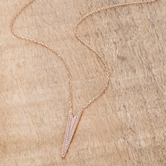 .2Ct Rose Gold Plated CZ Embedded Elongated Arrow Necklace freeshipping - Higher Class Elegance