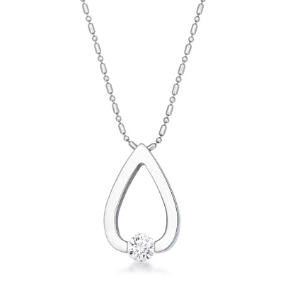 Contemporary Stainless Steel Tear Drop CZ Necklace freeshipping - Higher Class Elegance