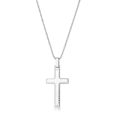 Large Stainless Steel Cross Necklace with Laser Etched Design freeshipping - Higher Class Elegance