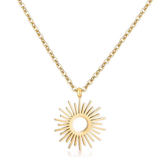 Goldtone Sunburst Necklace freeshipping - Higher Class Elegance
