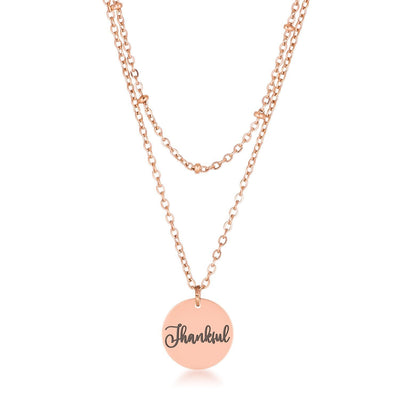 Delicate Rose Gold Plated Thankful Necklace freeshipping - Higher Class Elegance