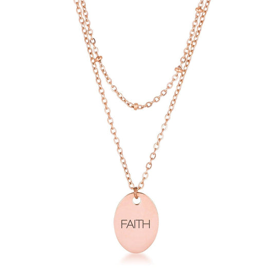 Rose Gold Plated Double Chain FAITH Necklace freeshipping - Higher Class Elegance