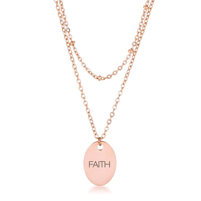 Rose Gold Plated Double Chain FAITH Necklace freeshipping - Higher Class Elegance