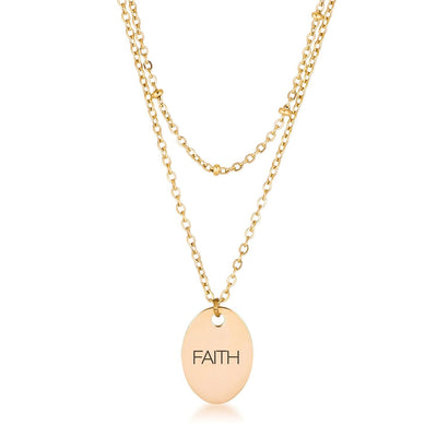 18k Gold Plated Double Chain FAITH Necklace freeshipping - Higher Class Elegance