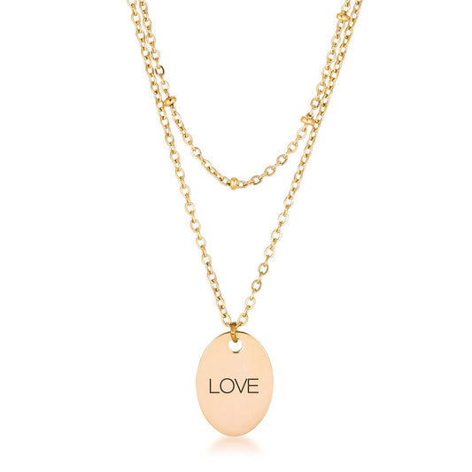 18k Gold Plated Double Chain LOVE Necklace freeshipping - Higher Class Elegance