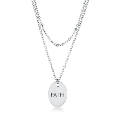 Stainless Steel Double Chain FAITH Necklace freeshipping - Higher Class Elegance