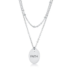 Stainless Steel Double Chain FAITH Necklace freeshipping - Higher Class Elegance