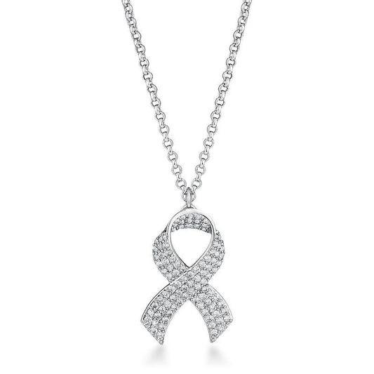 Rhodium Plated Pave CZ Ribbon Necklace freeshipping - Higher Class Elegance