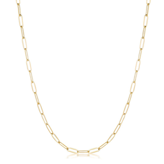 16 Gold Plated Linked Mid Size Paperclip Chain Necklace - Higher Class Elegance