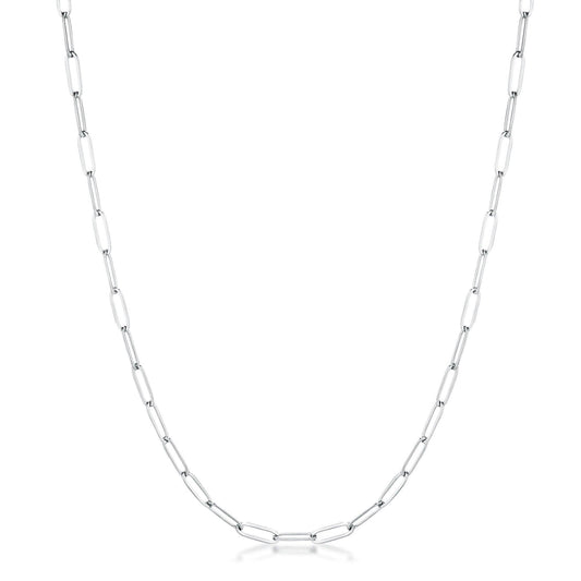 16 Rhodium Plated Linked Petite Paperclip Chain Necklace freeshipping - Higher Class Elegance