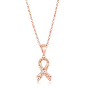 18k Rose Gold Plated Heart Filigree Breast Cancer Awareness Ribbon Pendant freeshipping - Higher Class Elegance
