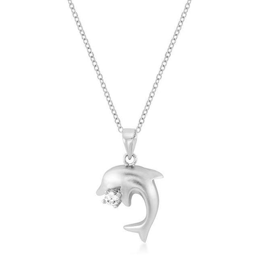 Matte Rhodium Dolphin Pendant freeshipping - Higher Class Elegance