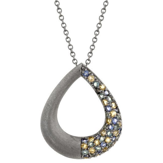 Black Rhodium Teardrop Pendant freeshipping - Higher Class Elegance