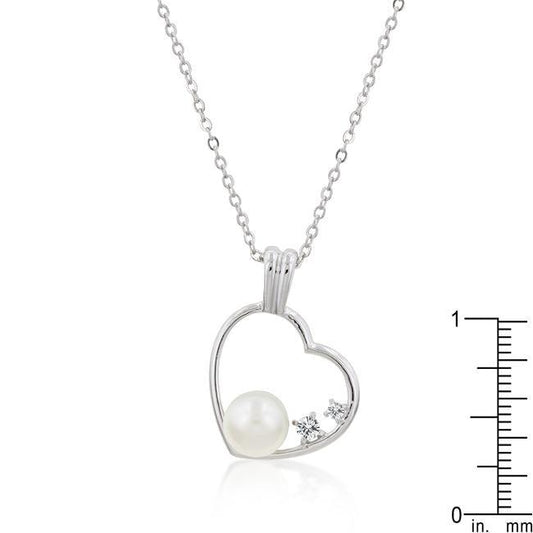 Pearl Cubic Zirconia Heart Pendant freeshipping - Higher Class Elegance