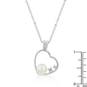 Pearl Cubic Zirconia Heart Pendant freeshipping - Higher Class Elegance