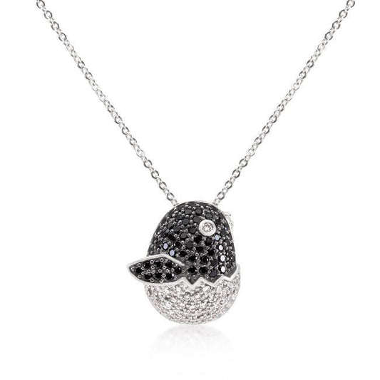 Black and White Cubic Zirconia Baby Bird Pendant freeshipping - Higher Class Elegance