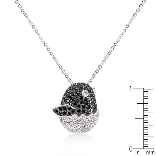 Black and White Cubic Zirconia Baby Bird Pendant freeshipping - Higher Class Elegance