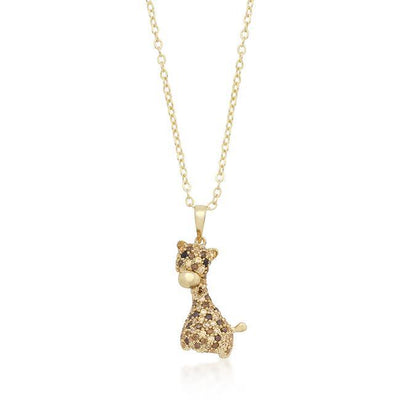 Golden Cubic Zirconia Giraffe Pendant Necklace freeshipping - Higher Class Elegance