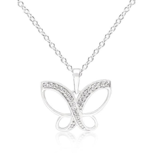 Dainty Butterfly Cubic Zirconia Pendant Necklace freeshipping - Higher Class Elegance