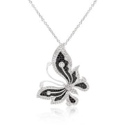 Black and White Large Cubic Zirconia Butterfly Pendant freeshipping - Higher Class Elegance