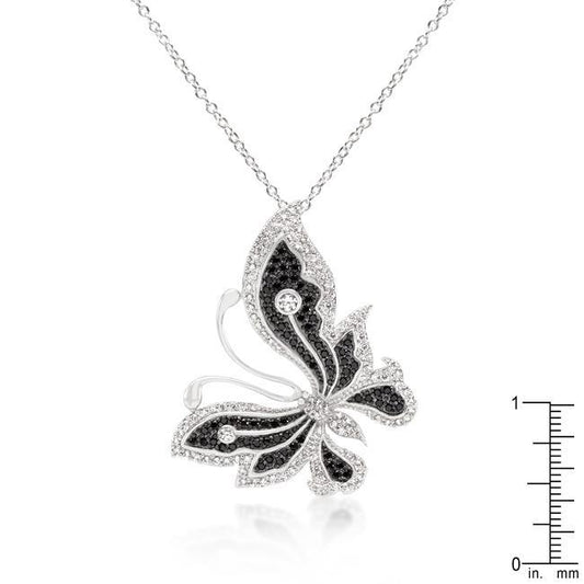 Black and White Large Cubic Zirconia Butterfly Pendant freeshipping - Higher Class Elegance