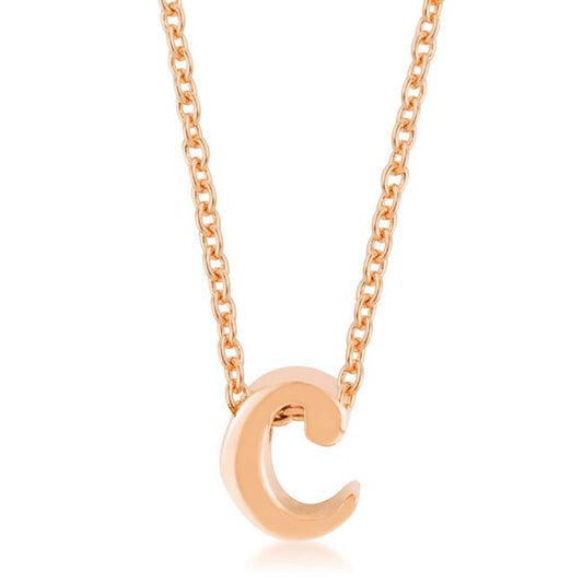 Rose Gold Finish Initial C Pendant freeshipping - Higher Class Elegance