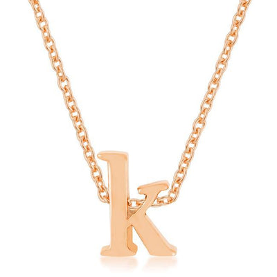 Rose Gold Finish Initial K Pendant freeshipping - Higher Class Elegance