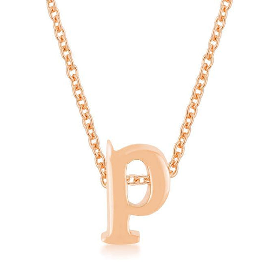 Rose Gold Finish Initial P Pendant freeshipping - Higher Class Elegance