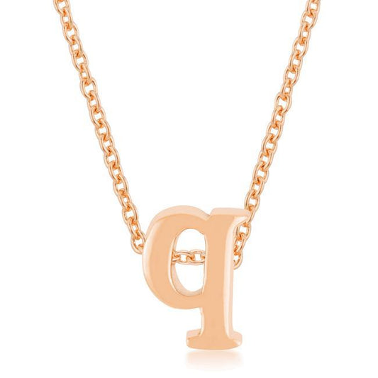 Rose Gold Finish Intiial Q Pendant freeshipping - Higher Class Elegance