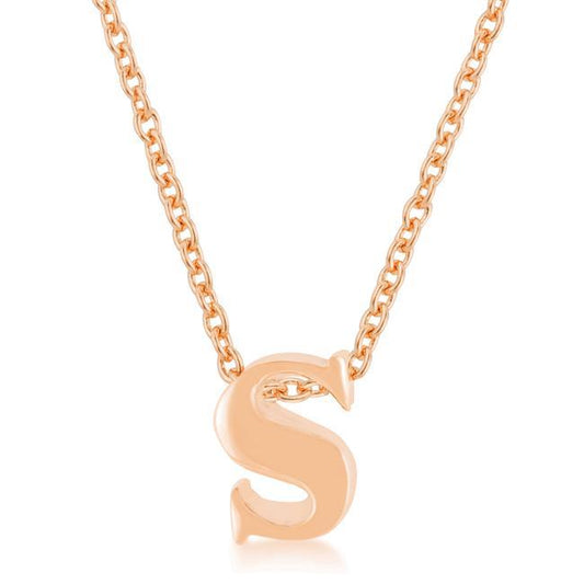 Rose Gold Finish Initial S Pendant freeshipping - Higher Class Elegance