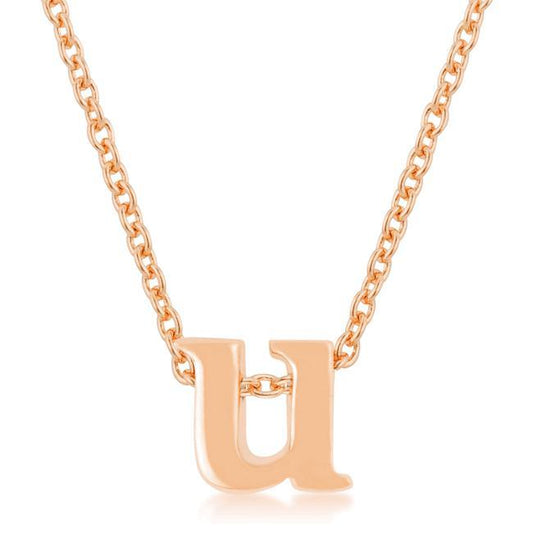 Rosegold Finish Initial U Pendant freeshipping - Higher Class Elegance