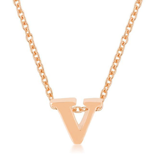 Rose Gold Finish Initial V Pendant freeshipping - Higher Class Elegance