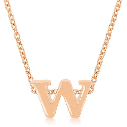 Rose Gold Finish Initial W Pendant freeshipping - Higher Class Elegance