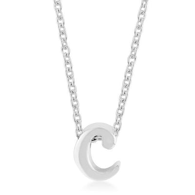Rhodium Plated Finish Initial C Pendant freeshipping - Higher Class Elegance