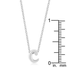 Rhodium Plated Finish Initial C Pendant freeshipping - Higher Class Elegance