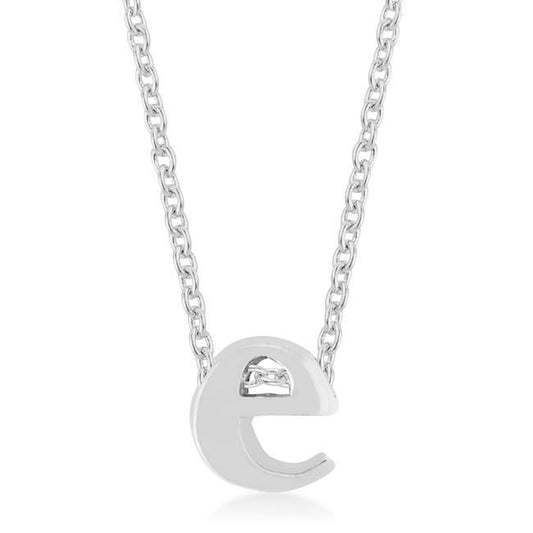 Rhodium Plated Finish Initial E Pendant freeshipping - Higher Class Elegance