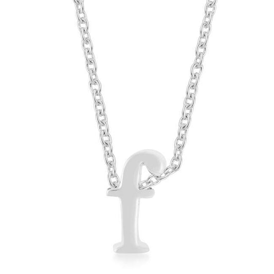 Rhodium Plated Finish Initial F Pendant freeshipping - Higher Class Elegance