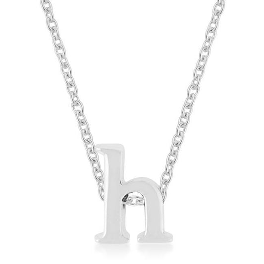 Rhodium Plated Finish Initial H Pendant freeshipping - Higher Class Elegance
