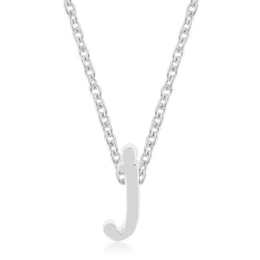 Rhodium Plated Finish Initial J Pendant freeshipping - Higher Class Elegance
