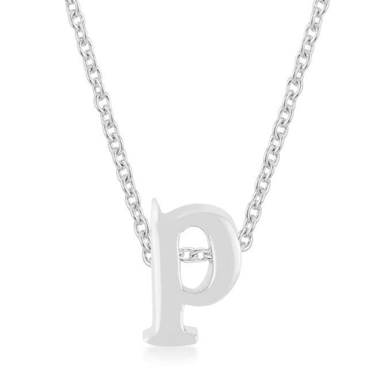Rhodium Plated Finish Initial P Pendant freeshipping - Higher Class Elegance