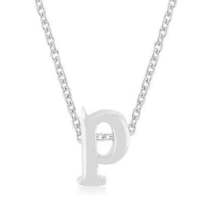 Rhodium Plated Finish Initial P Pendant freeshipping - Higher Class Elegance