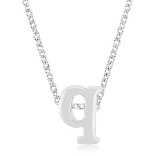 Rhodium Plated Finish Initial Q Pendant freeshipping - Higher Class Elegance