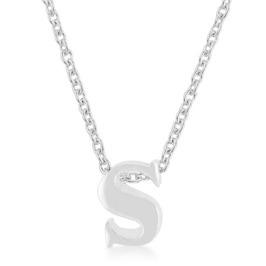 Rhodium Plated Finish Initial S Pendant freeshipping - Higher Class Elegance