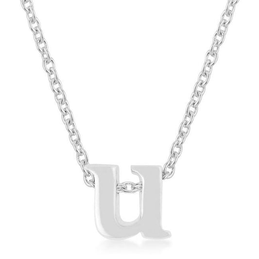 Rhodium Plated Finish Initial U Pendant freeshipping - Higher Class Elegance