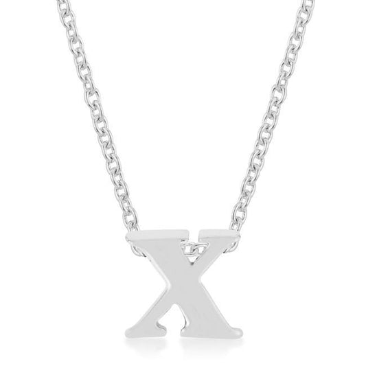 Rhodium Plated Finish Initial X Pendant freeshipping - Higher Class Elegance