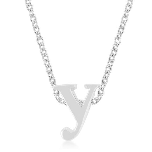 Rhodium Plated Finish Initial Y Pendant freeshipping - Higher Class Elegance