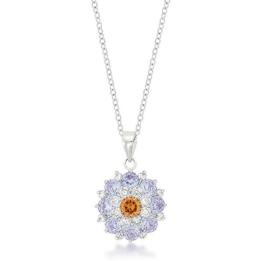 Rhodium Plated Cubic Zirconia Cluster Circle Pendant freeshipping - Higher Class Elegance