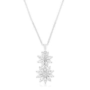 Rhodium Plated Dual Floral Pendant freeshipping - Higher Class Elegance